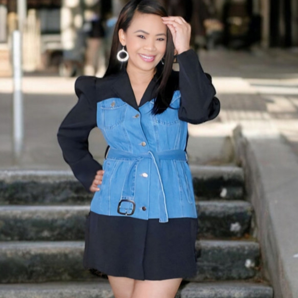 Denim blazer dress